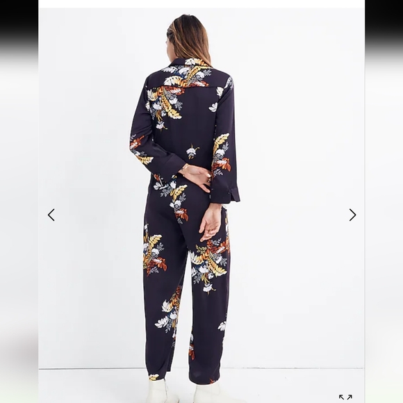 Madewell Satin Pajama Jumpsuit in Blooming Oasis - Picture 4 of 8